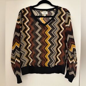 Missoni x Target Printed Semi Sheer V-Neck Long Sleeve